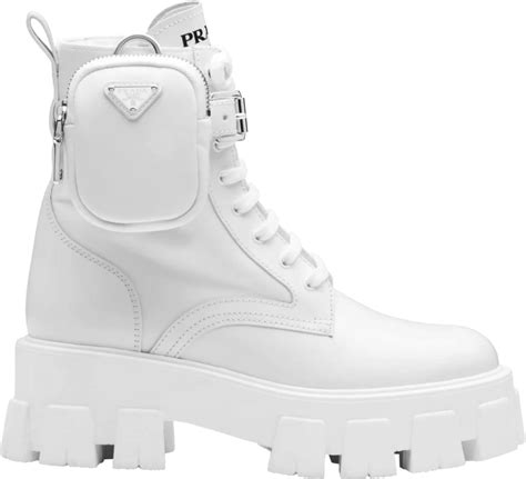 white prada combat boots|prada chunky heel ankle boots.